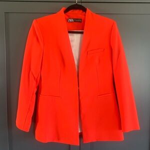 Zara Women's Bold Orange/Red Suit Jacket.